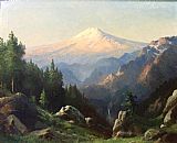 Robert Wood Canvas Paintings - Mt. Ranier at Sunset